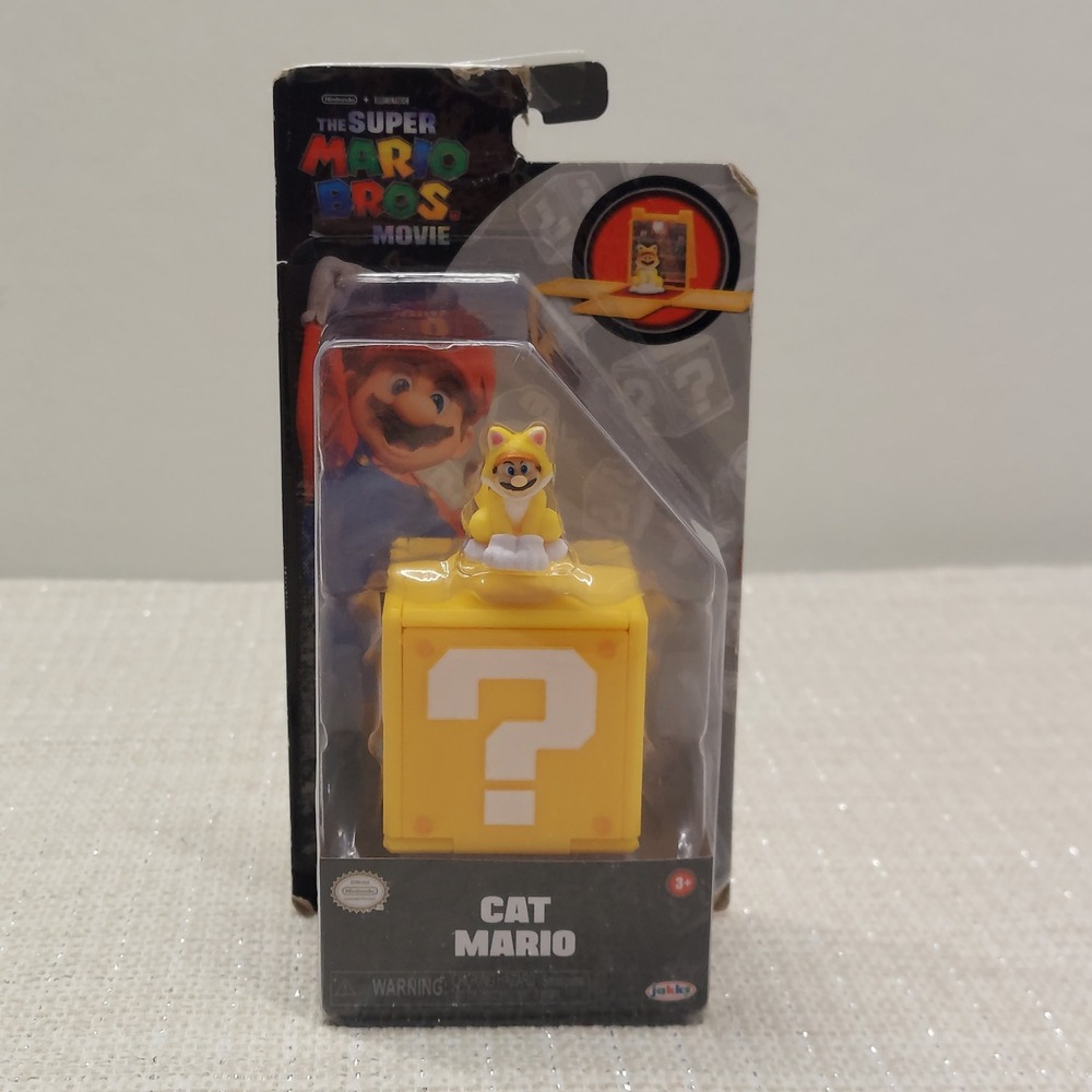 Jakks Pacific The Super Mario Bros Movie Cat Mario Figure Question Block Toy